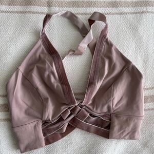 Free People FP Movement V-Neck Sports Bra - Color: Pink / Mauve, Size: Small